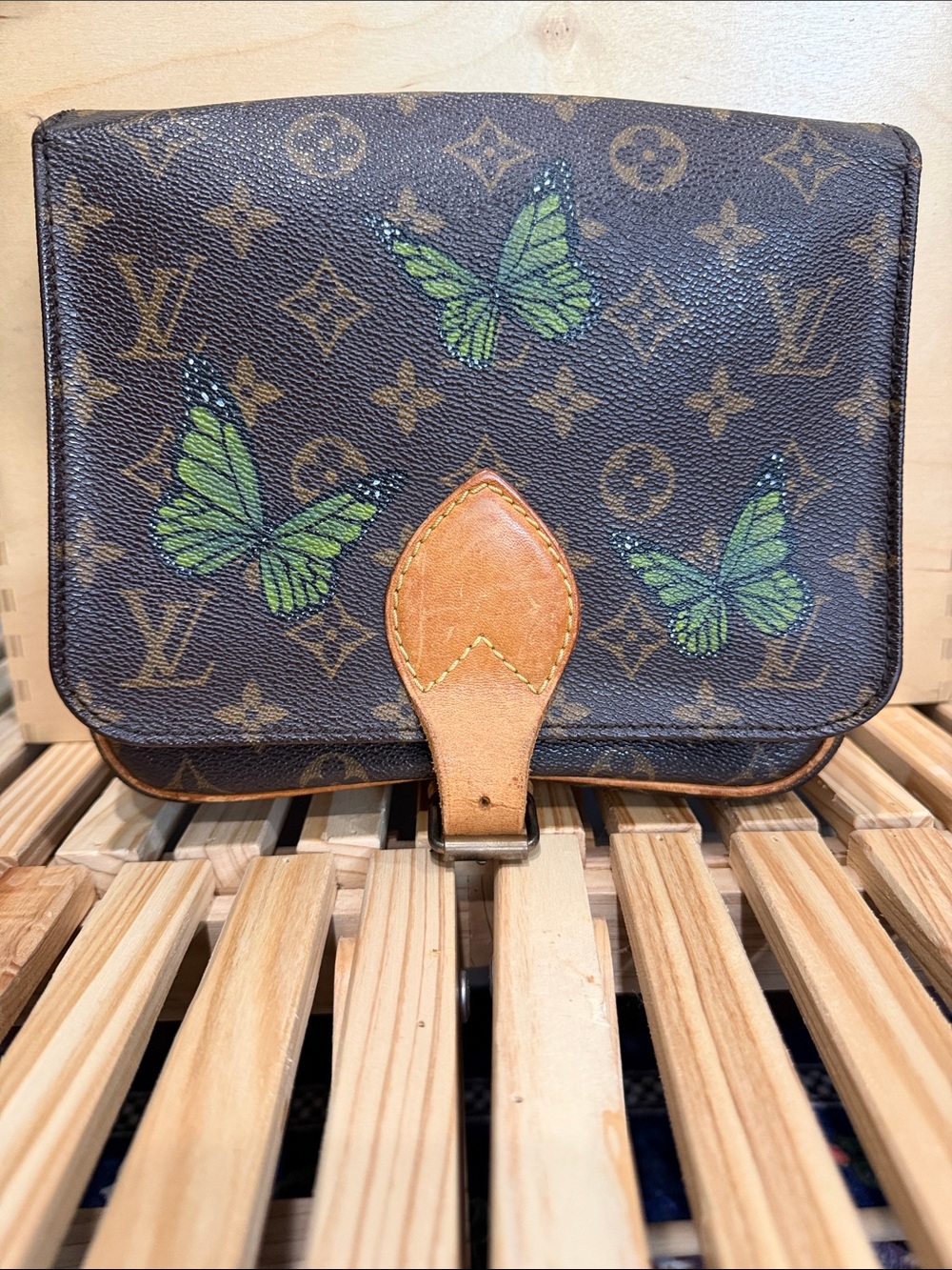 Louis Vuitton Cartouchiere MM Butterfly Crossbody Bag Customized by New Vintage